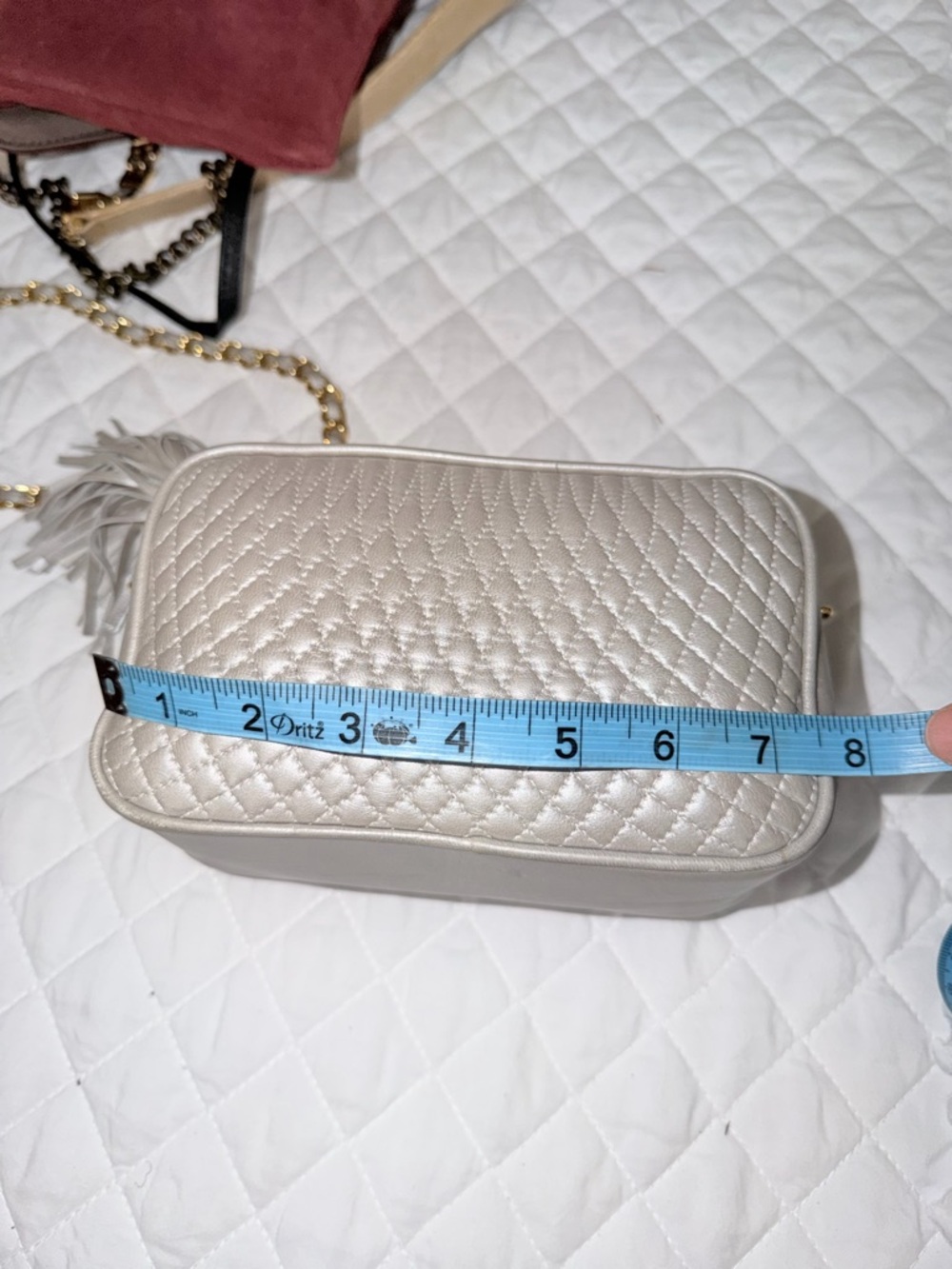 Bally Quilted Metallic Silver Crossbody Bag Camera style - Picture 10 of 12